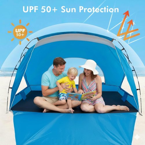 Beach Tent by [Brand Name] - Portable Sun Shelter for 2-8 People | UPF 50+ UV Protection & Easy Setup