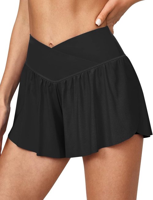 IUGA High Waisted Athletic Shorts - Flowy Crossover Skorts for Women | Perfect for Running & Workouts