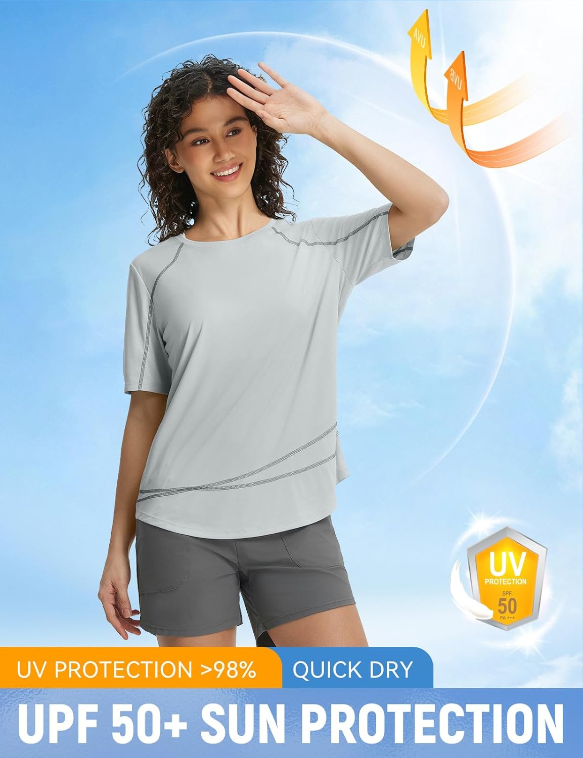 Baleaf Women's Sun Shirt - Short Sleeve UPF 50+ UV Protection | Quick-Dry Lightweight Workout Top for Hiking & Running