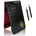 FINGER TEN Golf Scorecard Holder Leather Yardage Books Cover Lucky Clover with 2 Free Pencil Value Pack Deluxe Pocket Score Card Covers Gift for Men Women Golfer (Black)