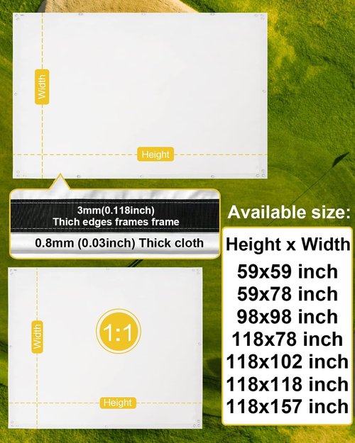 amazgolf Golf Simulator Impact Screen（118 * 78 98 * 98 118 * 118 118 * 138） for Golf Training, Indoor Golf Simulators, Washable Golf Impact Screen for Golf Practice (118 * 78inch)