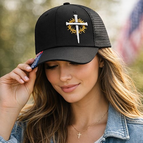 Christian Gifts for Men Women Jesus Cross Faith Adjustable Baseball Cap Religious Gifts for Thanksgiving Christmas 3D Embroidered Cross (US, Alpha, One Size, Black)