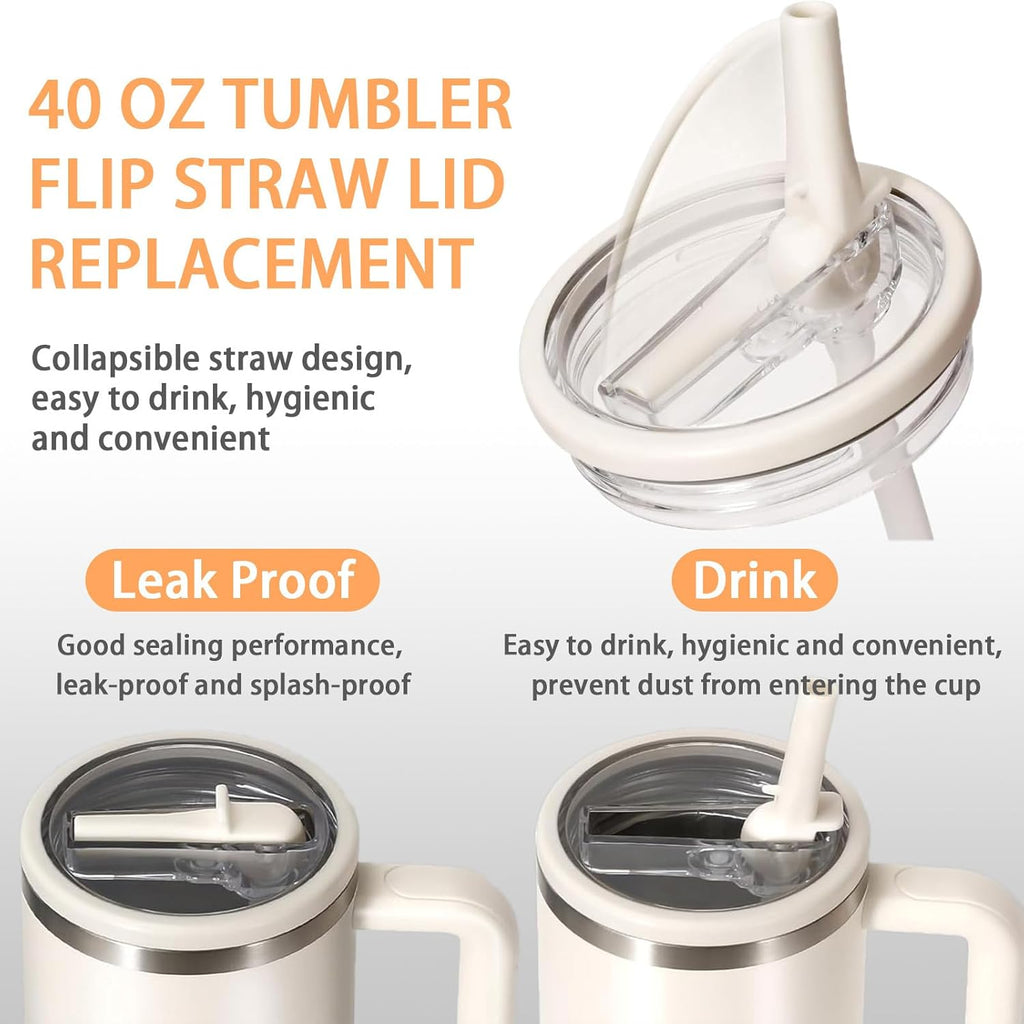 Stanley | 2-Pack 40 oz Flip Straw Leak-Proof Lid Replacement - No Spill Cover for H2.0 Quencher