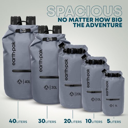 Earth Pak Waterproof Dry Bag - Keeps Gear Dry with Zippered Pocket | Durable & Lightweight Design