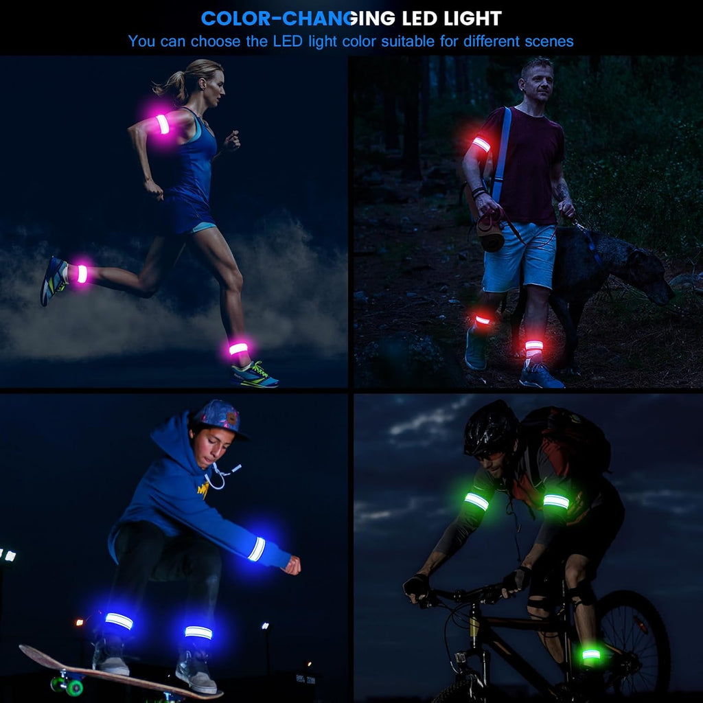 Skiennix LED Armband - High Visibility Reflective Light for Night Running | Rechargeable & Adjustable for All Ages