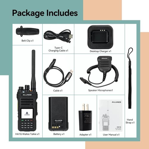Retevis Ailunce HA1G GMRS Handheld Radio, Chirp, GMRS Radio with IP67 Speaker Mic, Waterproof, NOAA, 2800mAh USB-C Rechargeable, Repeater Compatible Two Way Radio for Blizzard, Survival, Emergency