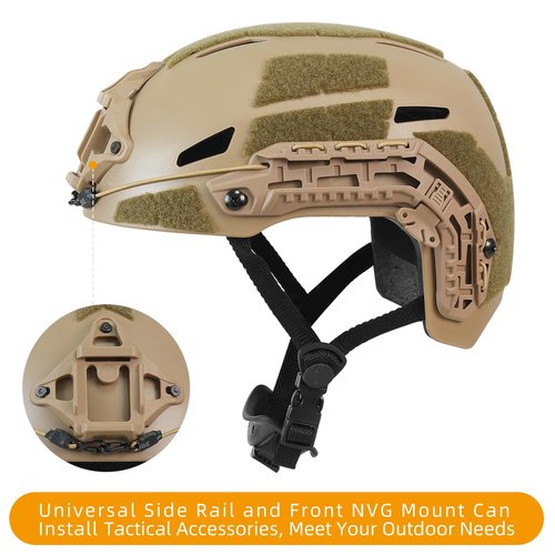 Booiu Airsoft PJ Type Tactical Paintball Fast Military Helmet with Front NVG Mount and Side Rail Breathable Vent Holes for Cosplay Outdoor Activities
