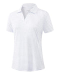 G Gradual Women's Polo Shirt - Short Sleeve V-Neck Collared Top with UPF 50+, Lightweight Dry-Fit (Black Dot, Large)