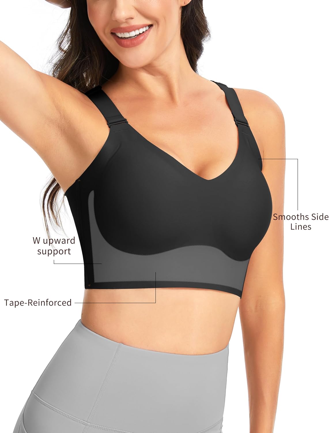 The Gym People Wireless Everyday Bra - Seamless Push-Up Bralette for Comfort & Full Coverage