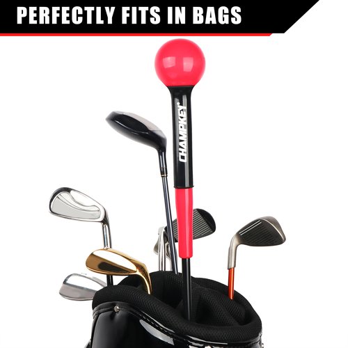 CHAMPKEY Golf Swing Trainer - Tempo & Flexibility Training Aids Warm-Up Stick Ideal for Golf Indoor & Outdoor Practice (Red, 48 Inches)
