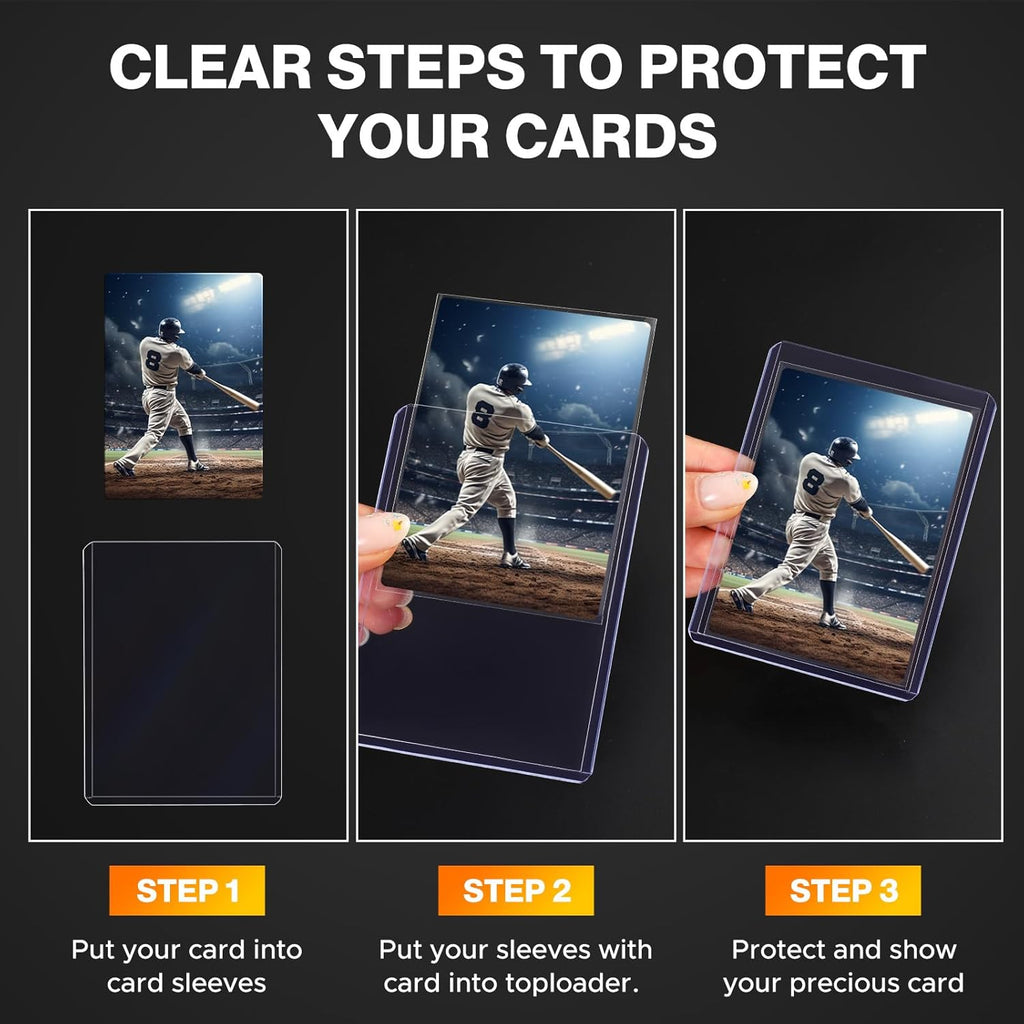Skiennix 200 Card Sleeves - Top Loaders & Soft Sleeves Bundle | 3" x 4" Hard Plastic Protectors for Sports Trading Cards