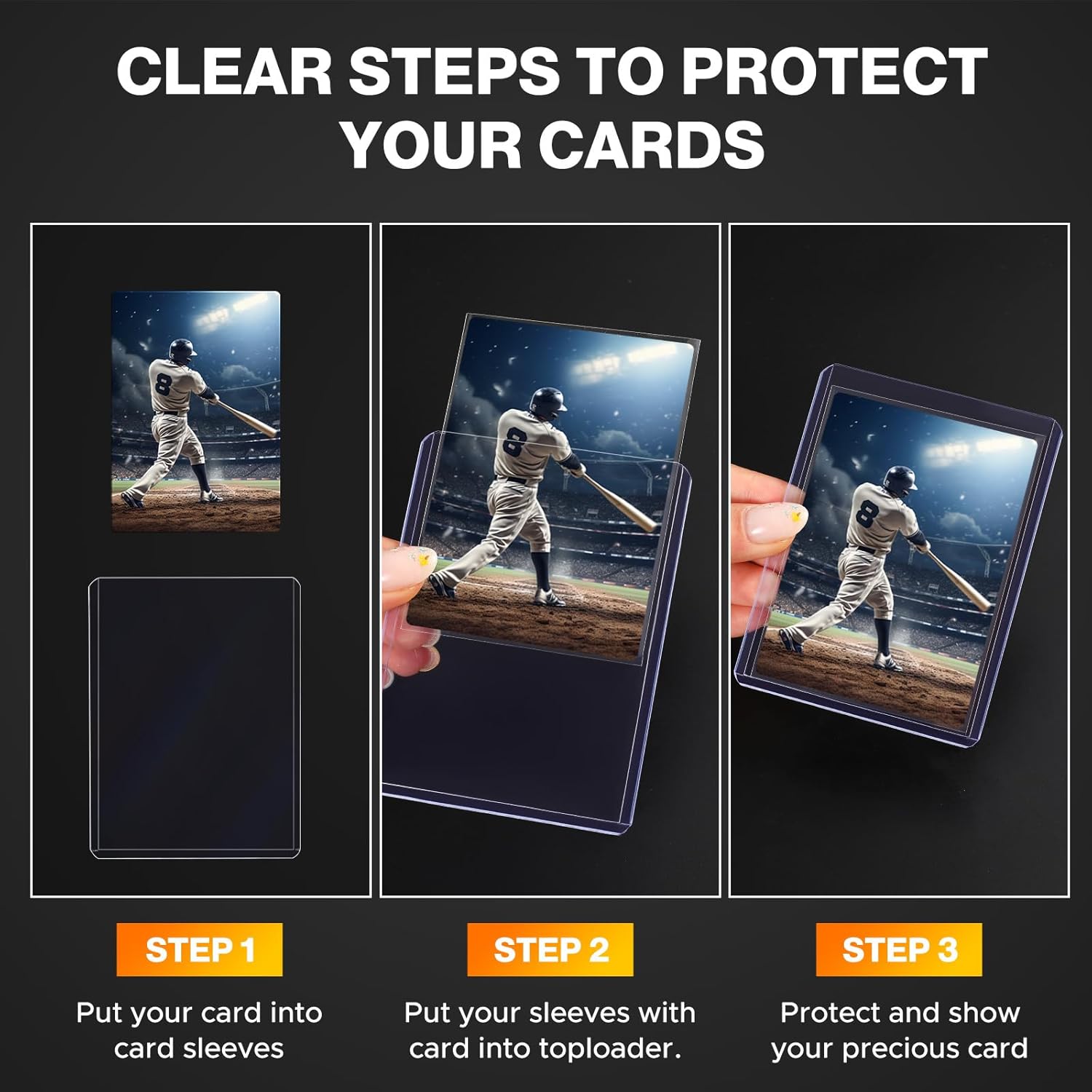Skiennix 200 Card Sleeves - Top Loaders & Soft Sleeves Bundle | 3" x 4" Hard Plastic Protectors for Sports Trading Cards