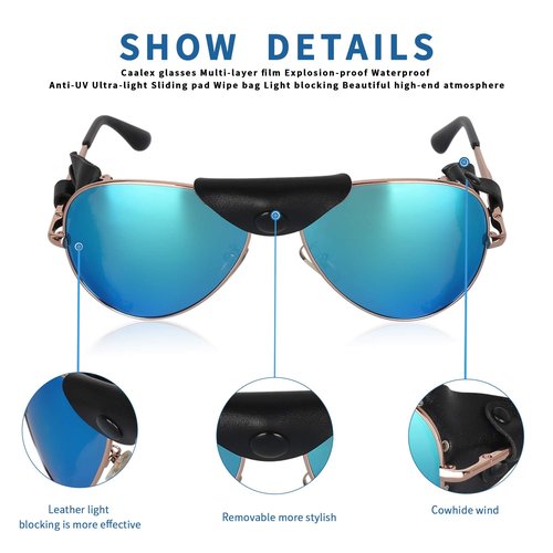 OSSAT Polarized sunglasses with side shields cowhide Shield wind proof sunshade For Men Women Classic Mountain Fishing eyewear