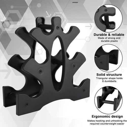AUXSOUL Dumbbell Rack Stand - 3 Tier Weight Tower for Home Gym Organization | Holds 3/5/8 LB