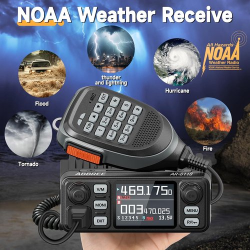 GMRS Mobile Radio,25W Long Range GMRS Repeater Capable Base Two Way Radio NOAA Emergency 200 Channels with Programming Cable,Cigar DC Adatper,VOX,Dual PTT,for Car,Truck,Off Road Overlanding Gear