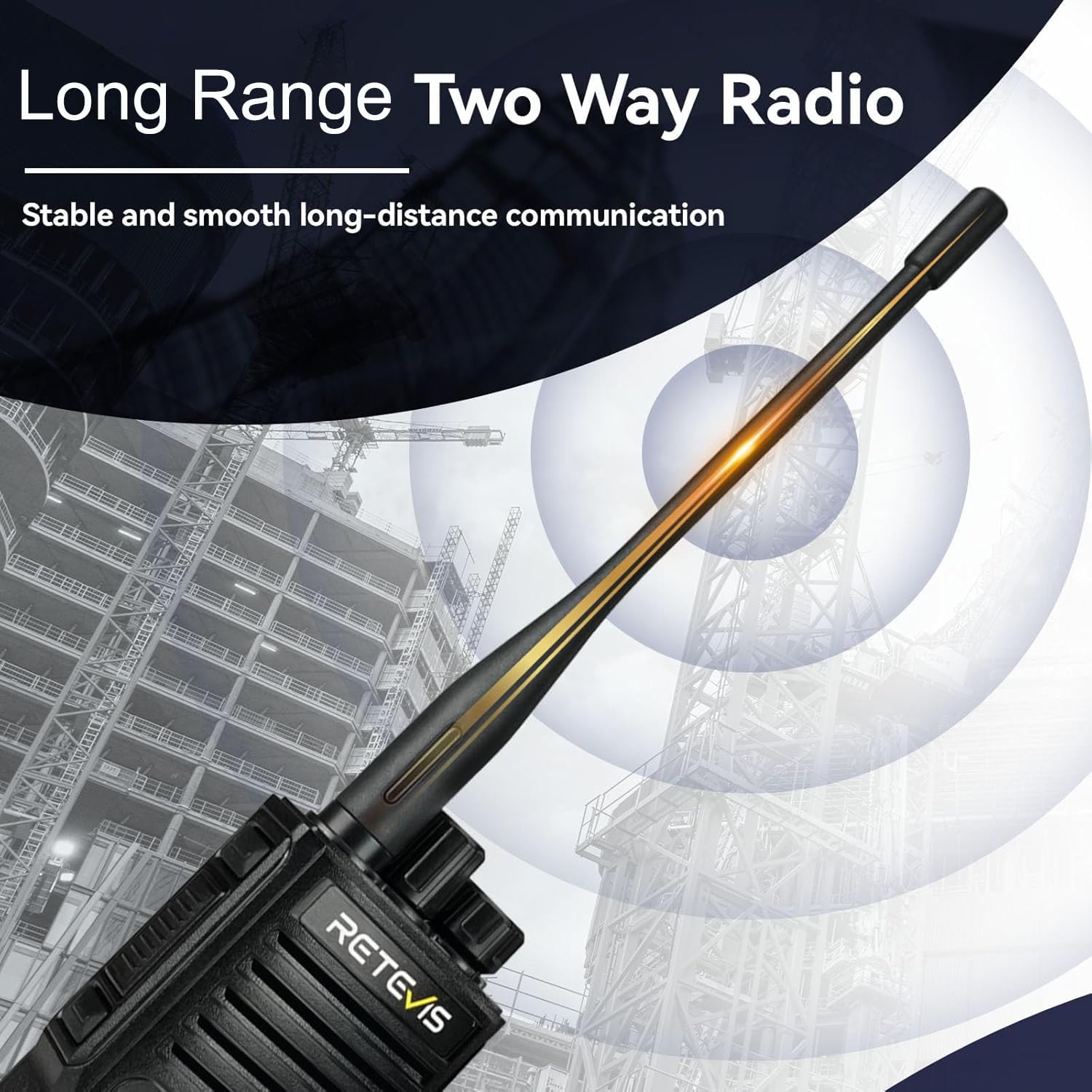 Retevis P2 IP68 Waterproof 2 Way Radio Long Range, GMRS Rechargeable Two Way Radio Long Distance,Professional Walkie Talkies Rechargeable,2500mAh,IP68,Noise Cancelling,for Warehouse Industrial(2 Pack)