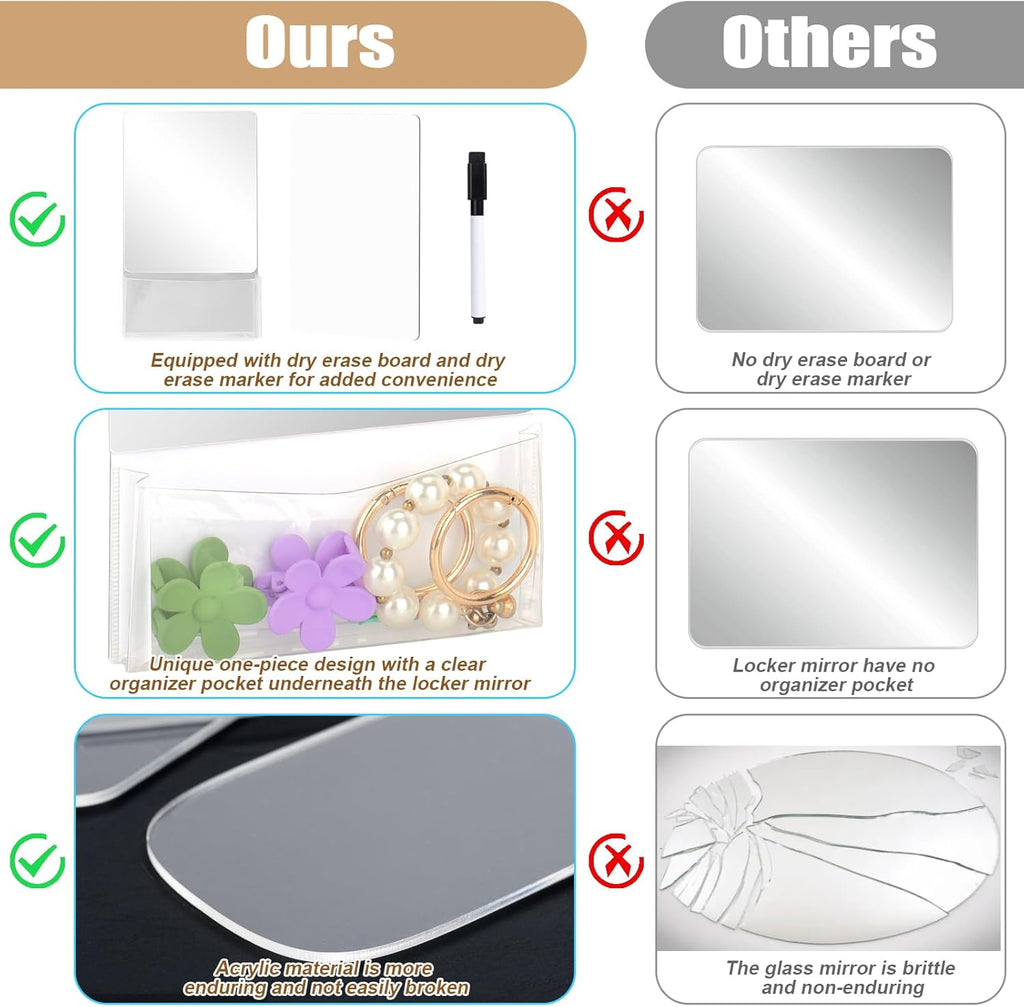 XANGNIER School Locker Accessories - Magnetic Mirror & Whiteboard Set | Back to School Essentials, White