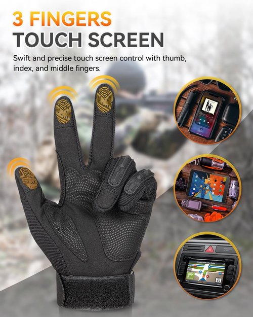 KUMGIM Tactical Motorcycle Gloves - Touchscreen Black Hard Shell for Men & Women | Outdoor Sports & Work