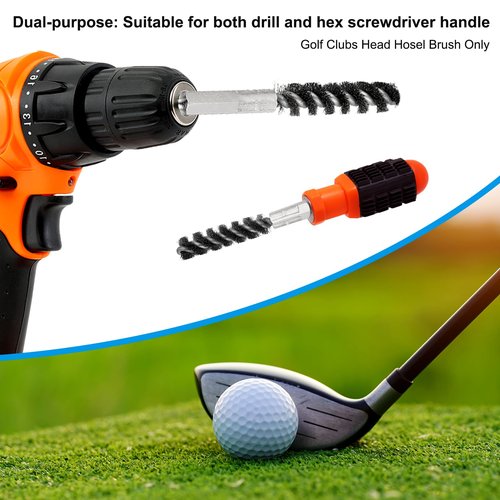 PATIKIL Golf Clubs Head Hosel Brush 0.43 Inch, 4 Pack Golf Shaft Ferrules Cleaning Tool Hex Shank Handle Electric Drill Wire Brush for Wood and Iron, Silver
