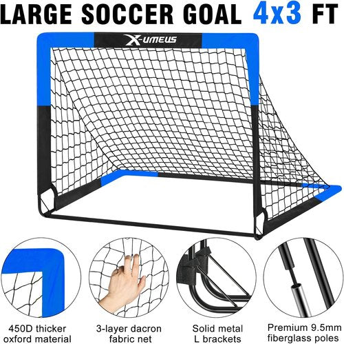 Kids Soccer Goals by [Brand Name] - Backyard Set of 2 | 4 x 3 ft & 6 x 4 ft with Soccer Ball & Cones