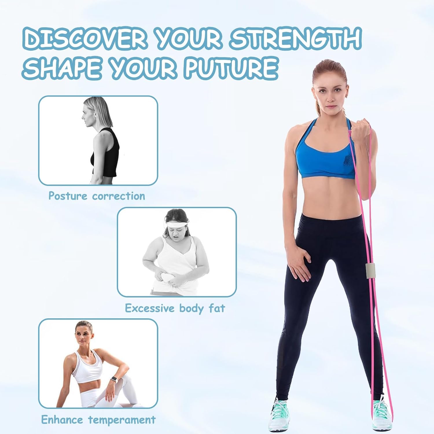 Saludea Resistance Bands - 3-Piece Figure 8 Set with Handles for Full-Body Strength Training | Pink, Purple, Blue