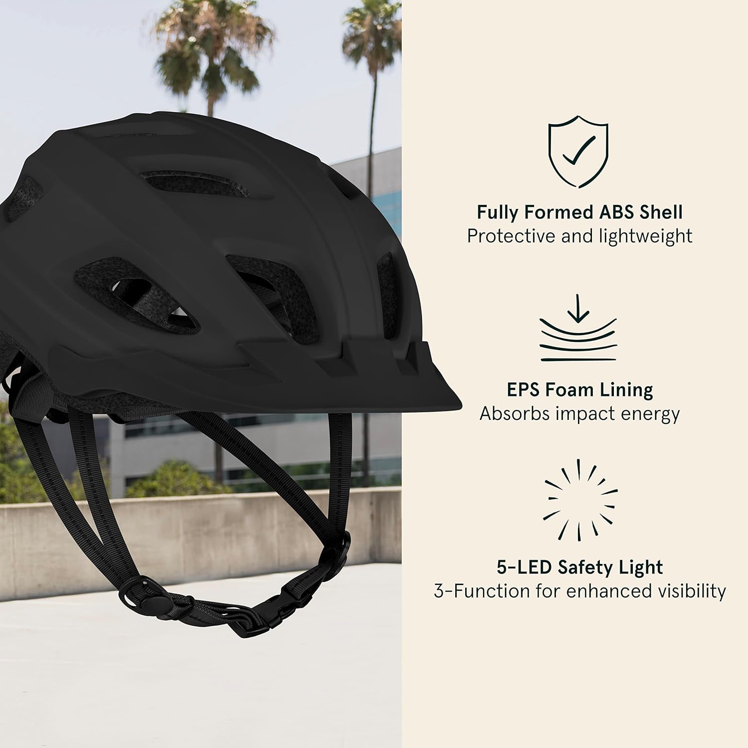 Retrospec Lennon Adult Bike Helmet - Adjustable Cycling Helmet with LED Safety Light & Removable Visor