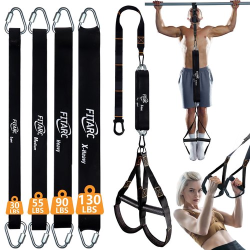 Fitarc Pull Up Assistance Bands Set,Pull Up Assist Strap with Handle,14 Levels of Assistance Up to 300LBS, Black