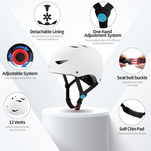 Besketo Skateboard Helmet, Lightweight Adjustable Skating Helmet, Breathable ABS Hard Shell Scooter Helmet for Multi, Sport Skateboarding Roller Skate BMX for Boys Girls Teens - Small