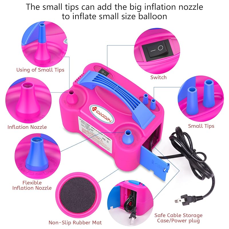 IDAODAN Big Red Electric Balloon Pump - Portable Dual-Nozzle Balloon Blower