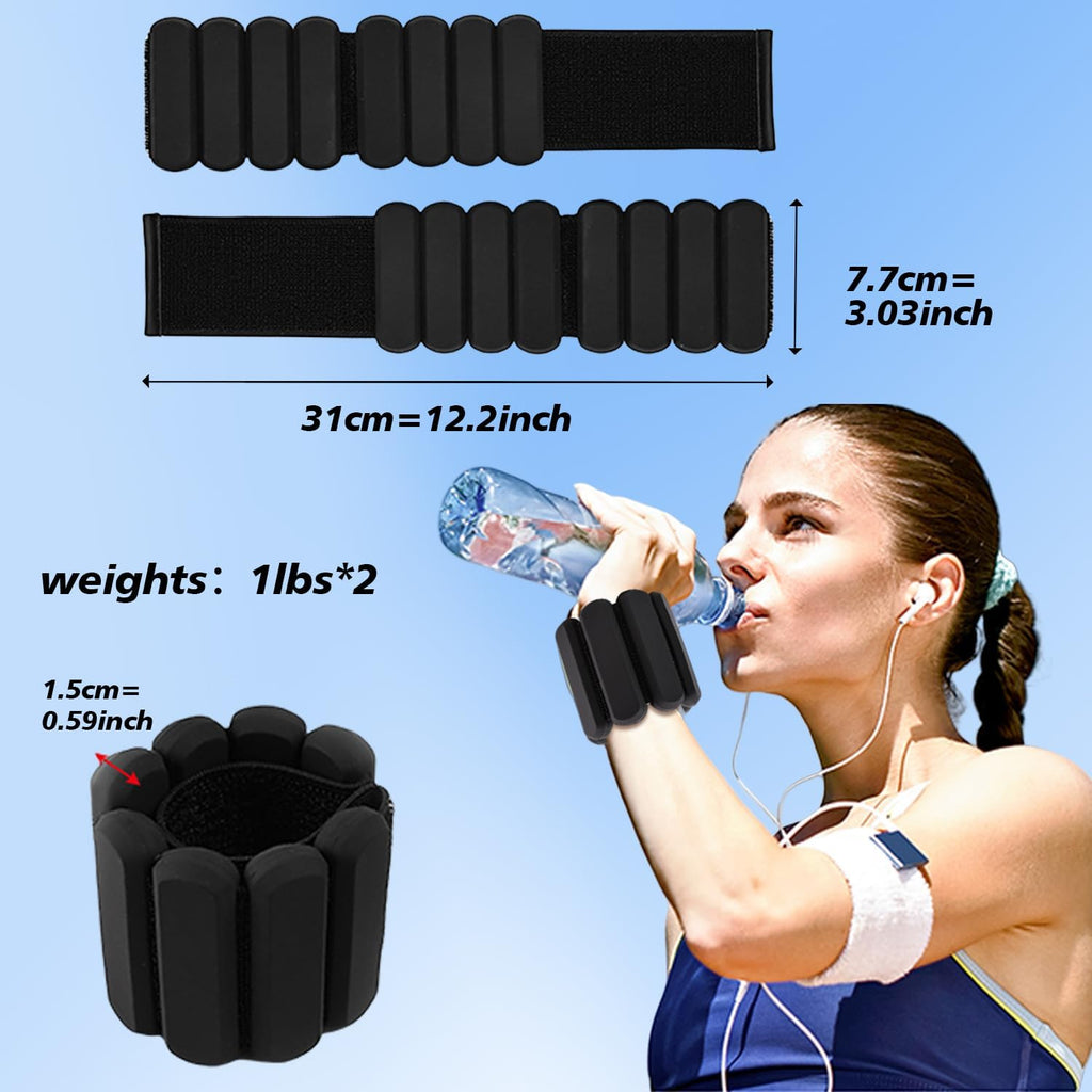 Skiennix Adjustable Wrist and Ankle Weights - 2 Pack (1lb Each) for Pilates, Gym, Yoga & Strength Training