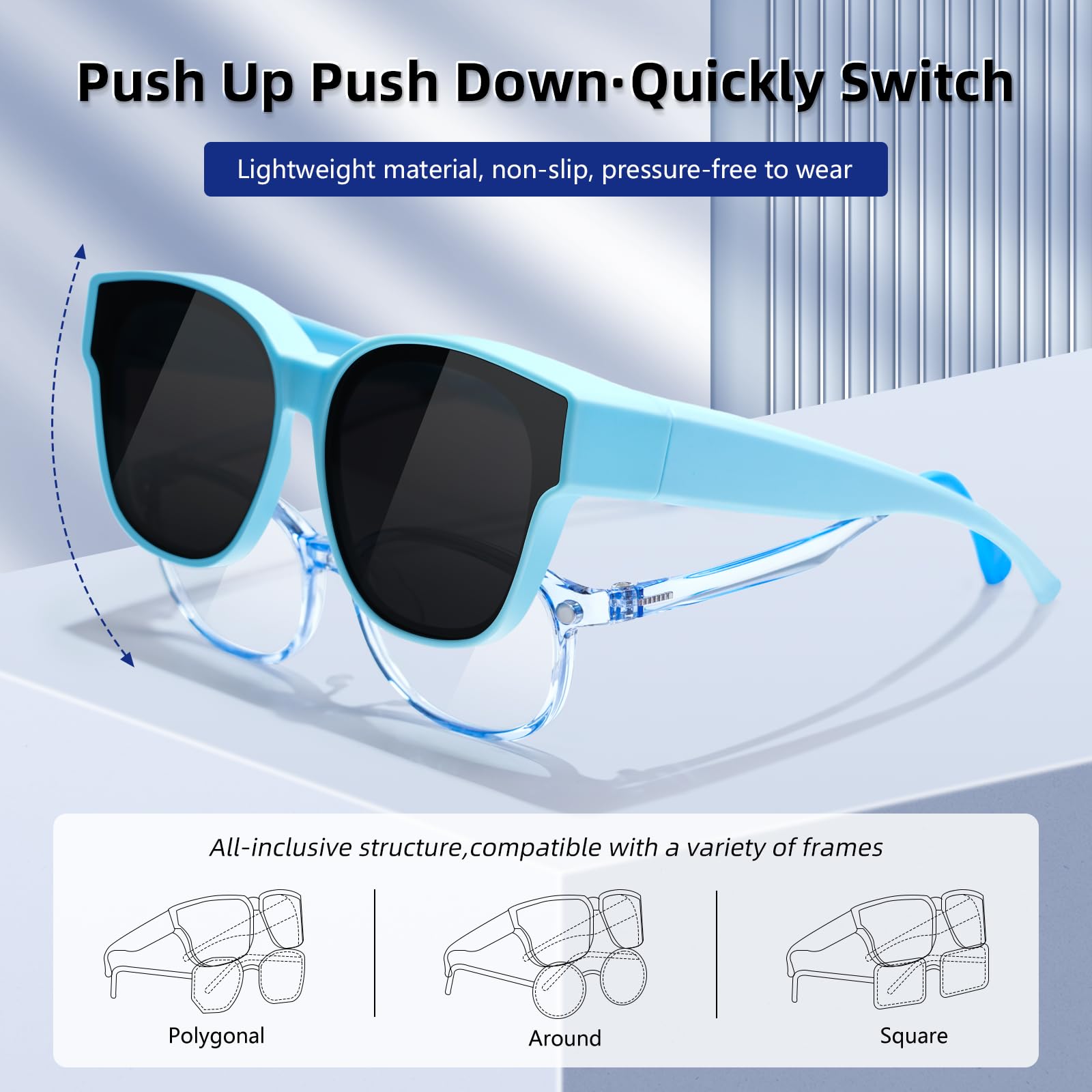 EYEBUDDY Fit Over Glasses Sunglasses for Kids Shades Polarized Sunglasses Oversized Square Sun Glasses Boys & Girls UV Protection