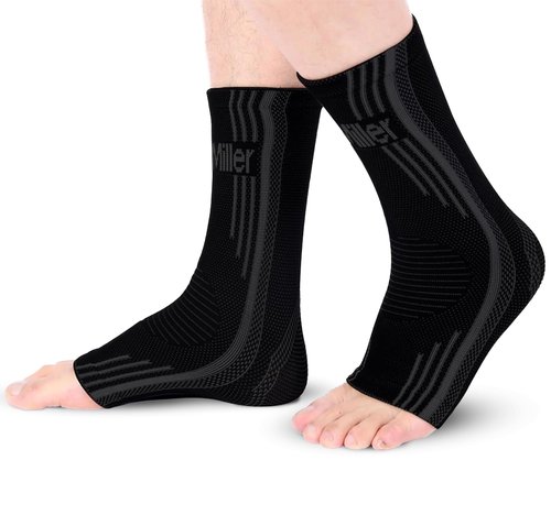 Doc Miller Plantar Fasciitis Compression Socks (Toeless Sleeve), 20–30 mmHg Foot & Ankle Compression Sleeve with Ankle Brace Support for Heel & Arch Pain, Arthritis, Tendonitis & Swelling (1 Pair)