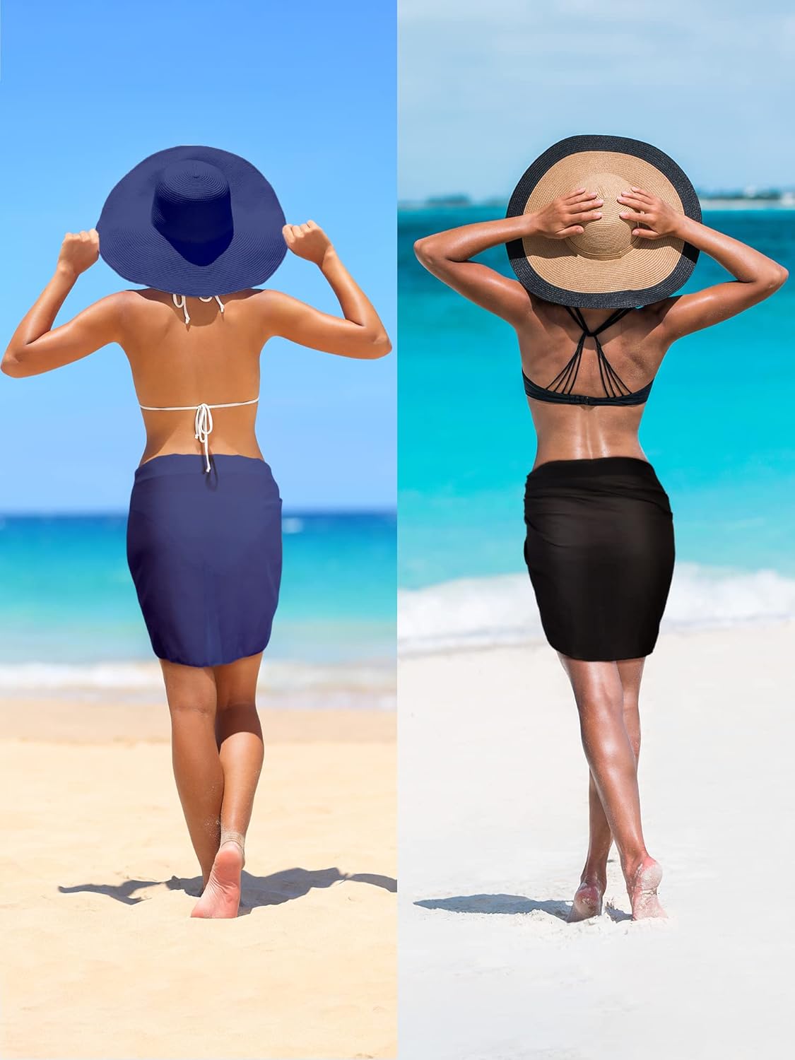 Skiennix Sarong Coverups for Women - Stylish Chiffon Bathing Suit Wraps | 2-Piece Beach Set