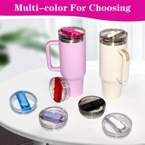 Upgraded 2 Pack 40 OZ Flip Straw Lid for Stanley Quencher ProTour,Leak Proof Lid Replacement for Stanley H2.0 Quencher,No Spill Detachable Tumbler Cup Lids,Stanley Accessories Rose Red