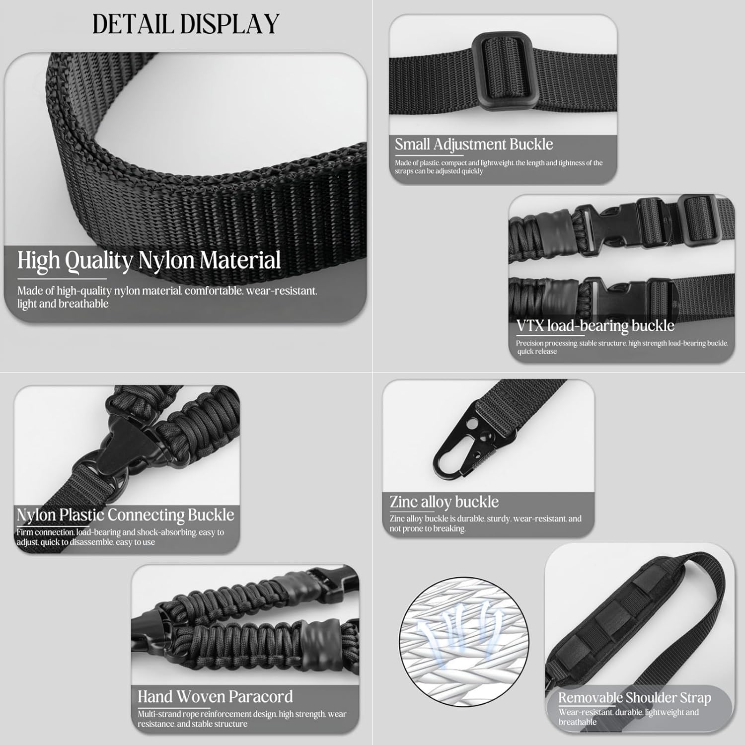 Skiennix Adjustable Two-Point Sling - Versatile Black Design for Comfort and Stability