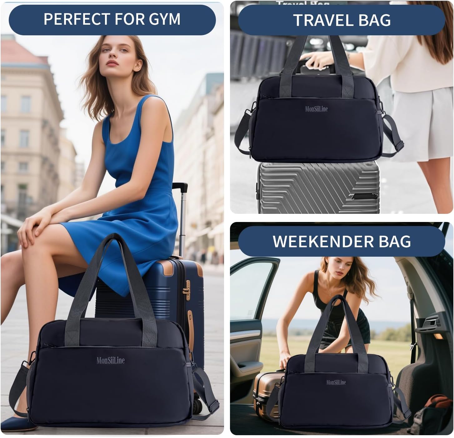 Skiennix Gym Bag - Waterproof Small Duffle with Shoe Compartment | Lightweight Travel Tote (Black)