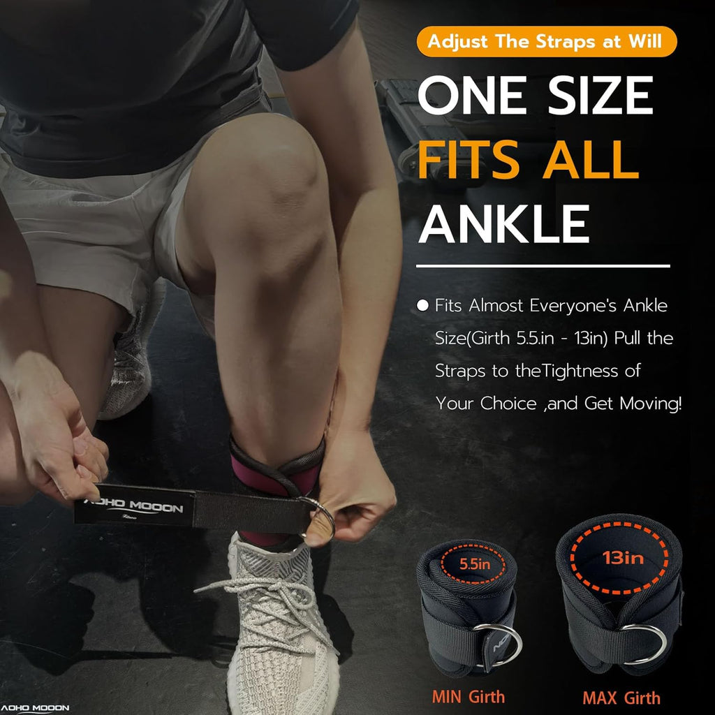 Skiennix Adjustable Ankle Straps - Comfortable Leg Cuffs for Glute Workouts | One Size Fits All