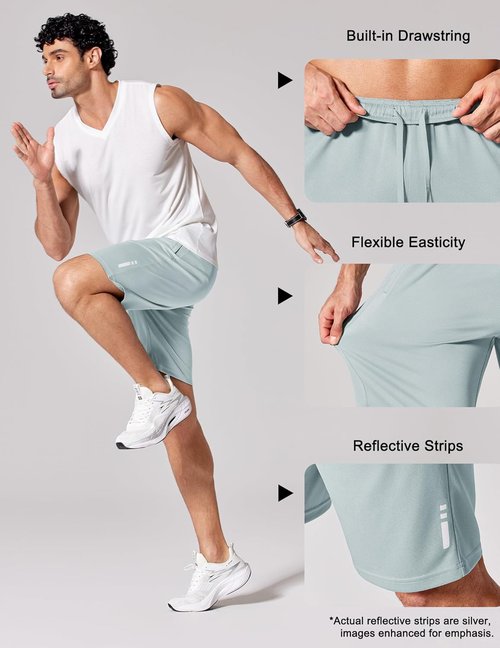 COOFANDY Men's Athletic Running Shorts - Lightweight Quick-Dry Mesh Gym Shorts with Zipper Pockets | 9" Length
