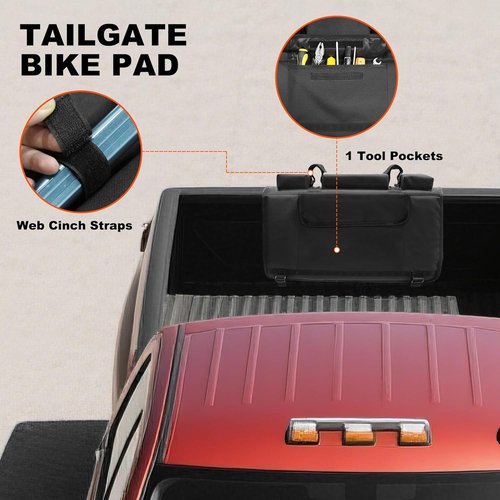 MDSTOP Tailgate Pad - Mountain Bike Protector with Reflective Strips | Scratch Resistant, Holds 2 Bikes (Black, M)