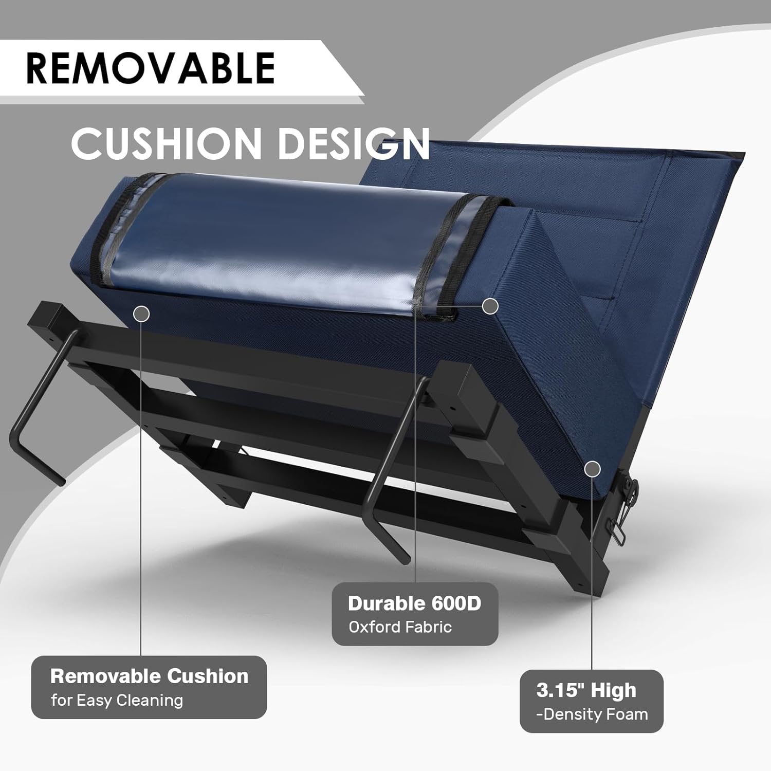 Skiennix Portable Stadium Seat - Extra Thick Cushion with Back Support | Folding Chair with Shoulder Strap and Storage Pocket