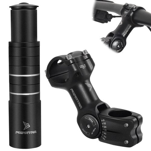Bike Stem Riser & Adjustable MTB Stem, 31.8mm Bike Stem Adjustable ±60 Degree, Aluminum Bicycle Handlebar Riser, Universal Bike Stem Riser Extender for MTB/Road/BMX/E-Bikes