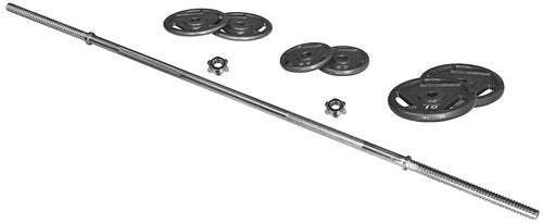 Fitvids Signature Fitness Cast Iron Standard Weight Plates Including 5FT Standard Barbell with Star Locks – 45-Pound Set (35 Pounds Plates + 10 Pounds Barbell) – nan – Black