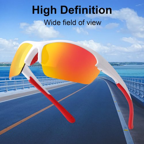 DQbhzh Sports Sunglasses for Men Women,Wrap Around Rave Sun Glasses for Ski Cycling Running Driving Fishing Golf Softball Baseball Beach Volleyball Snow Shield Sunglasses Lightweight UV Shades 2 Pack
