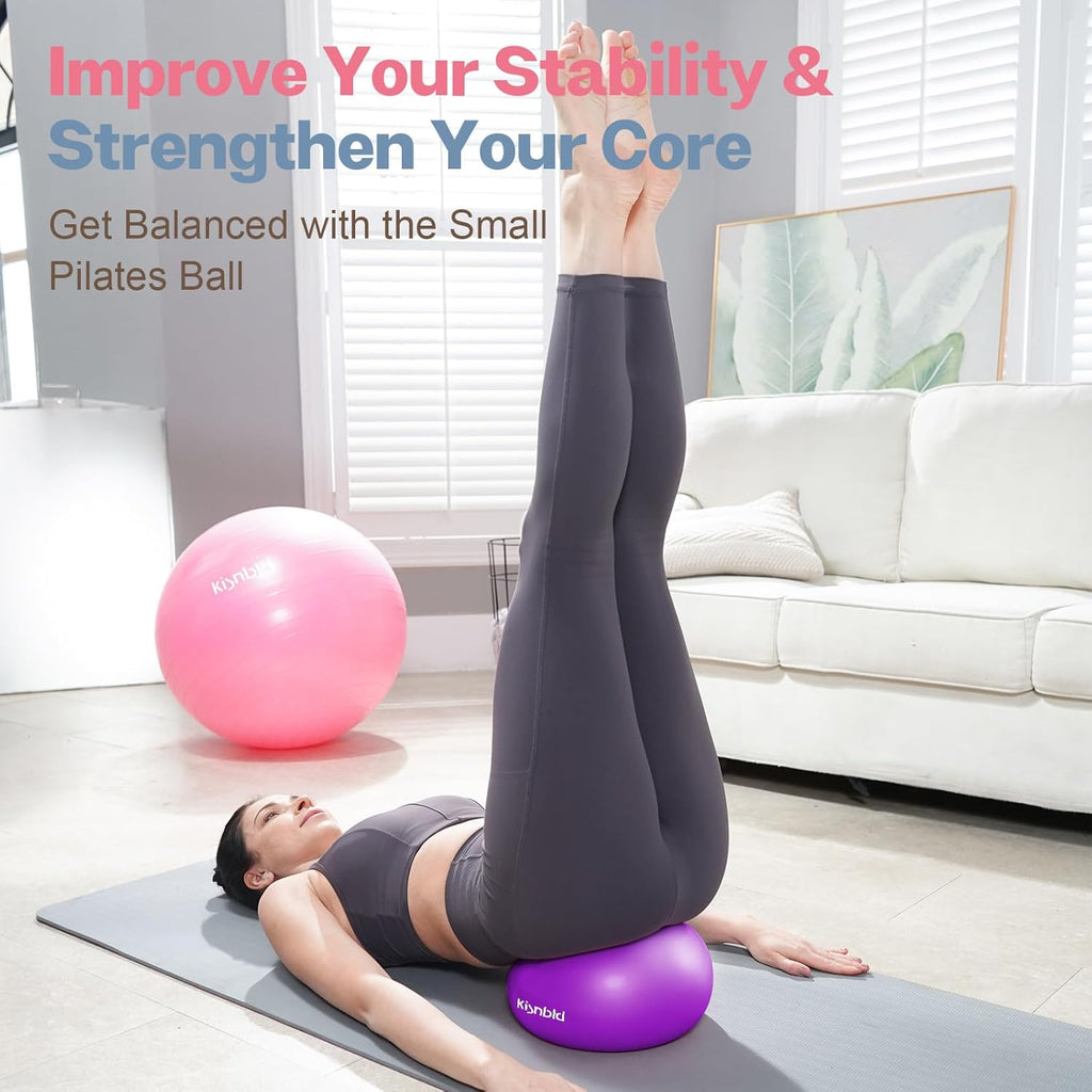Small Exercise Ball - 9 Inch Mini Pilates Ball | Anti-Burst & Slip Resistant for Home Gym & Office Workouts