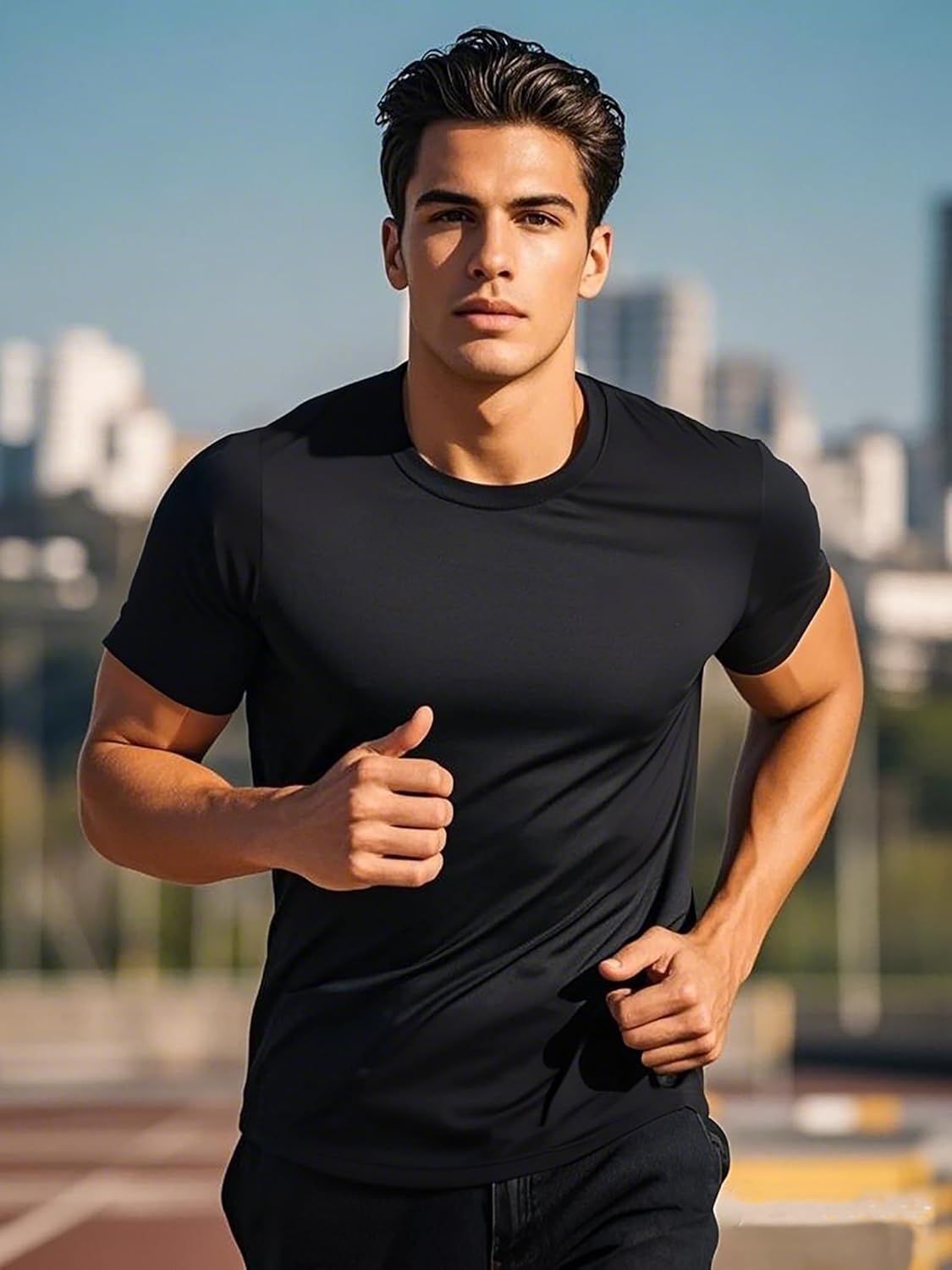 Skiennix Men's Athletic Quick-Dry Crew Neck T-Shirts - 5 Pack for Gym & Running | Short Sleeve Tops