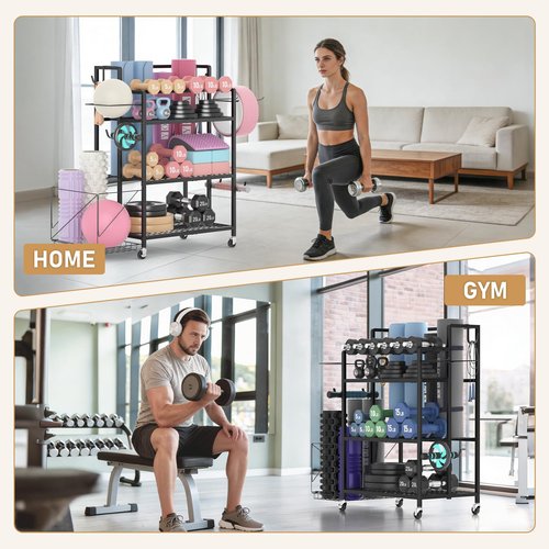 Glocryp Dumbbell Rack, Utility Weight Storage Racks, Home Gym Storage for Dumbbell Set，Kettlebells，Yoga Mat and Workout Equipment