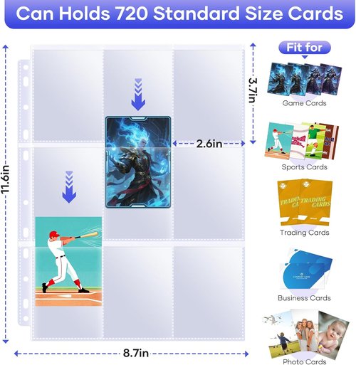 9 Pocket Page Protectors by [Brand Name] - 40 Pack Double-Sided Card Holder Sheets for 3 Ring Binders | Ideal for MTG, TCG, Baseball Cards