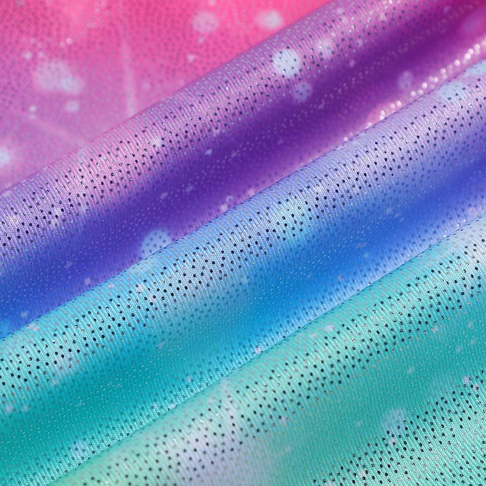 Skiennix Leotards for Girls - Shiny Mermaid Unicorn Design | Toddler Dance Wear in Blue & Hot Pink