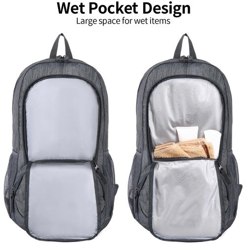 FENGDONG 35L Lightweight Foldable Waterproof Packable Travel Small Hiking Backpack Daypack for men women Dark Gray