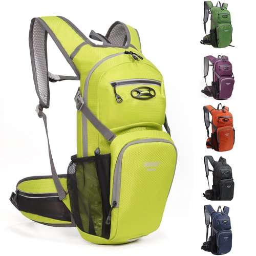 Lemuvlt Small Hiking Daypack 15L,Water Repellent Lightweight & Durable - Ideal Backpack for Skiing, Skating, Snowboarding,Hiking, Running, MTB Cycling (Lime)